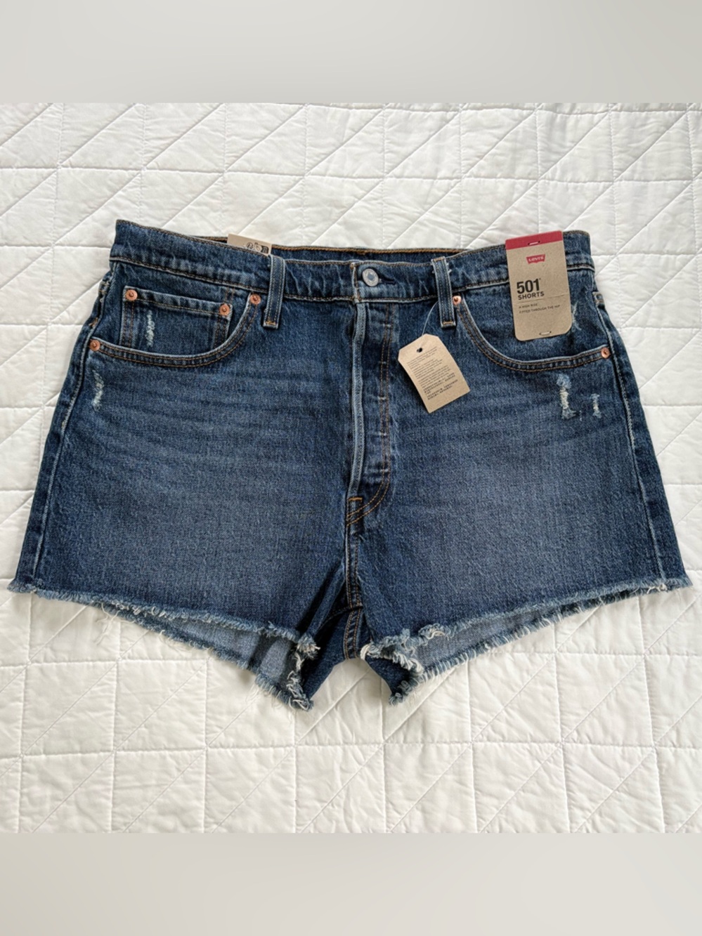 Levi’s 501 Original High-Rise Distressed Denim Shorts - Size 34 NWT